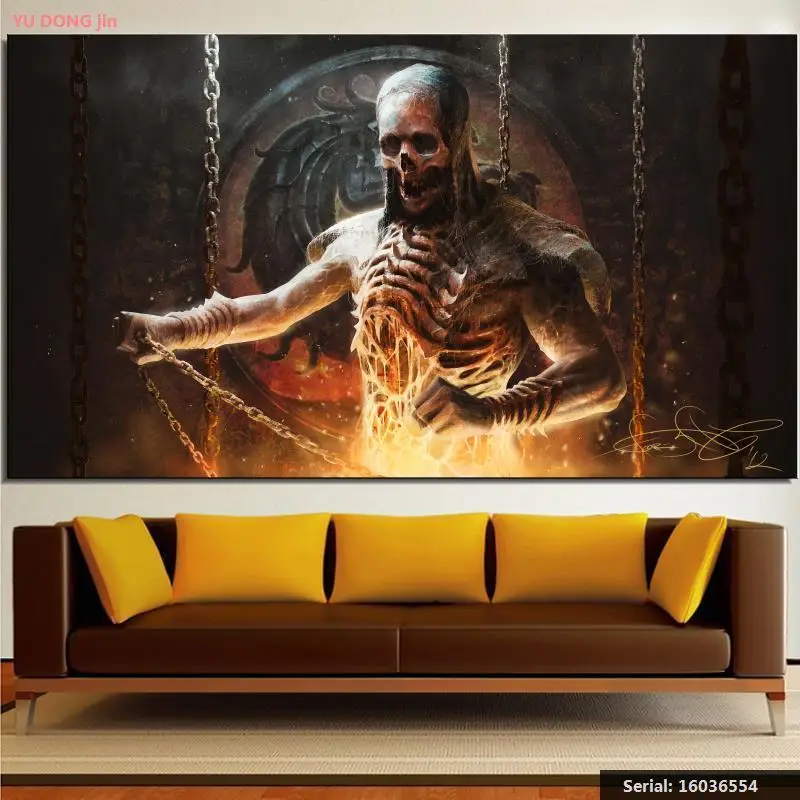 Абстрактная картина маслом Mortal Kombat Undead распылитель для рисования без рамки холст