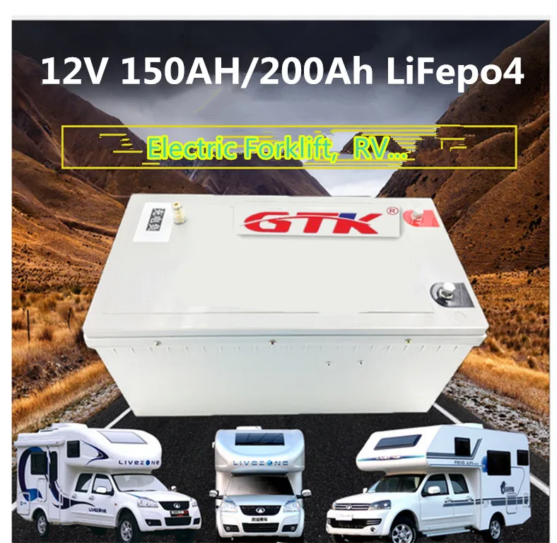 Перезаряжаемый 12 v 150Ah 200ah Lifepo4 аккумулятор для моторного дома Морской Электрический вилочный погрузчик кэмпер караван хранение энергии+ 10А зарядное устройство