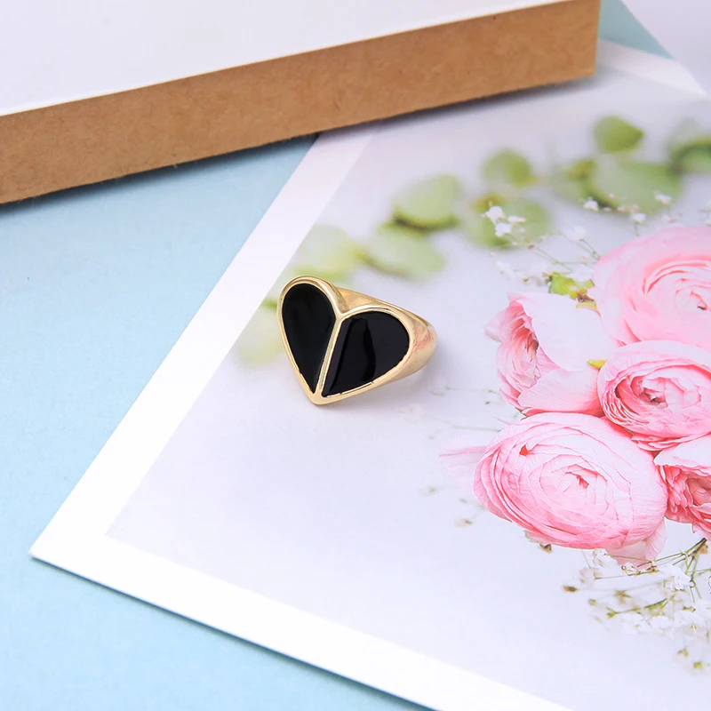 Новый простой дизайн кольцо капельница Черный/красный/розовый эмаль