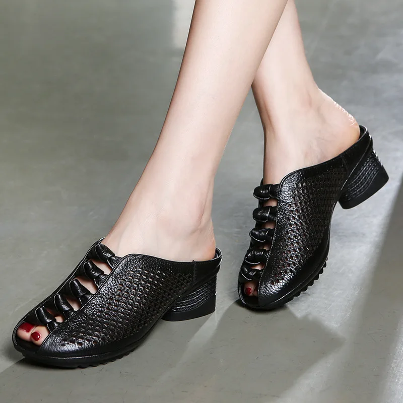 SONDR/женские шлепанцы из натуральной кожи в этническом стиле женские с открытым