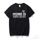 Дом там, где wifi забавная футболка с принтом с надписью футболка Новинка идея подарка мужские Теория большого взрыва, мужские футболки из хлопка с коротким рукавом Футболка