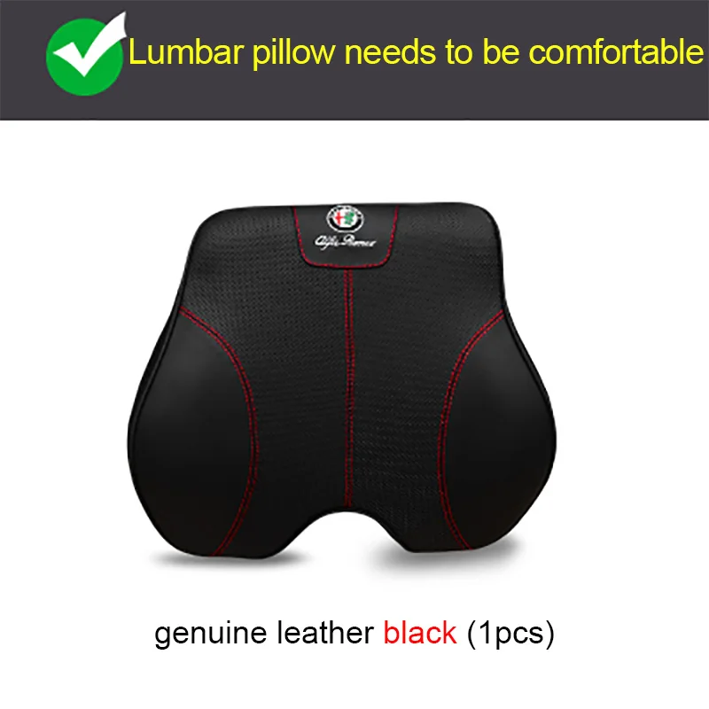 Black waist pillow QHCP Автомобильный подголовник подушка для головы и шеи подголовник подушка поясничная поддержка подушка поясная подушка для Alfa Romeo Giulia Stelvio - Название цвета: Black waist pillow