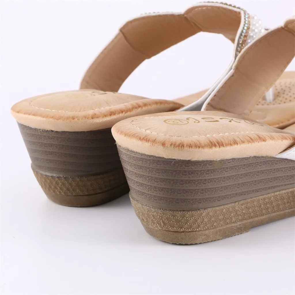 SAGACE/шлепанцы на танкетке Пляжные женские шлепанцы со стразами толстой подошве