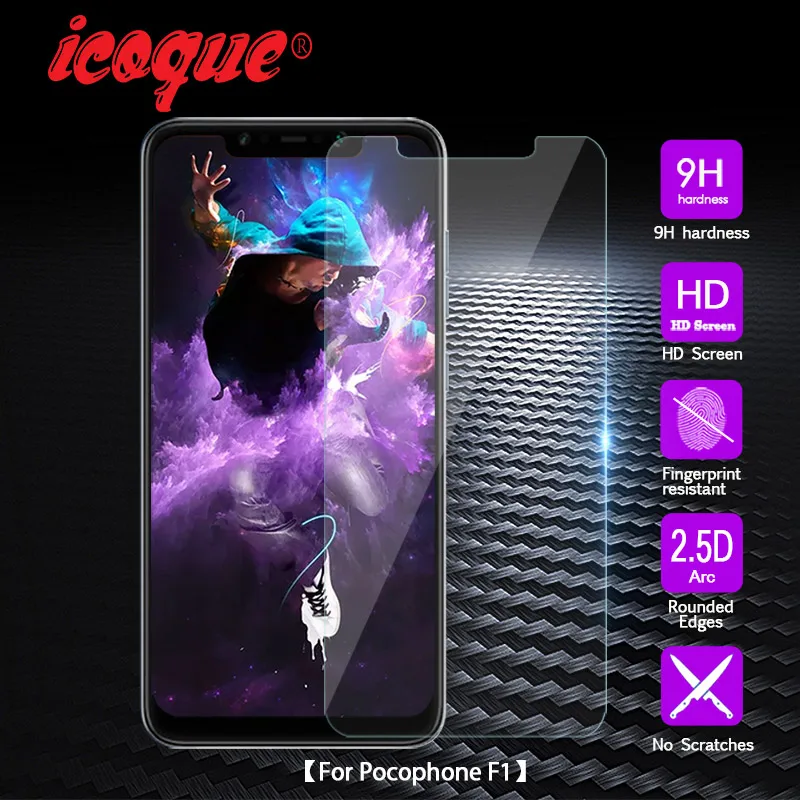 2.5D 9H закаленное стекло для Xiaomi Pocophone F1 защиты экрана Xiomi Xaomi пленка 6 18 Защитное Poco