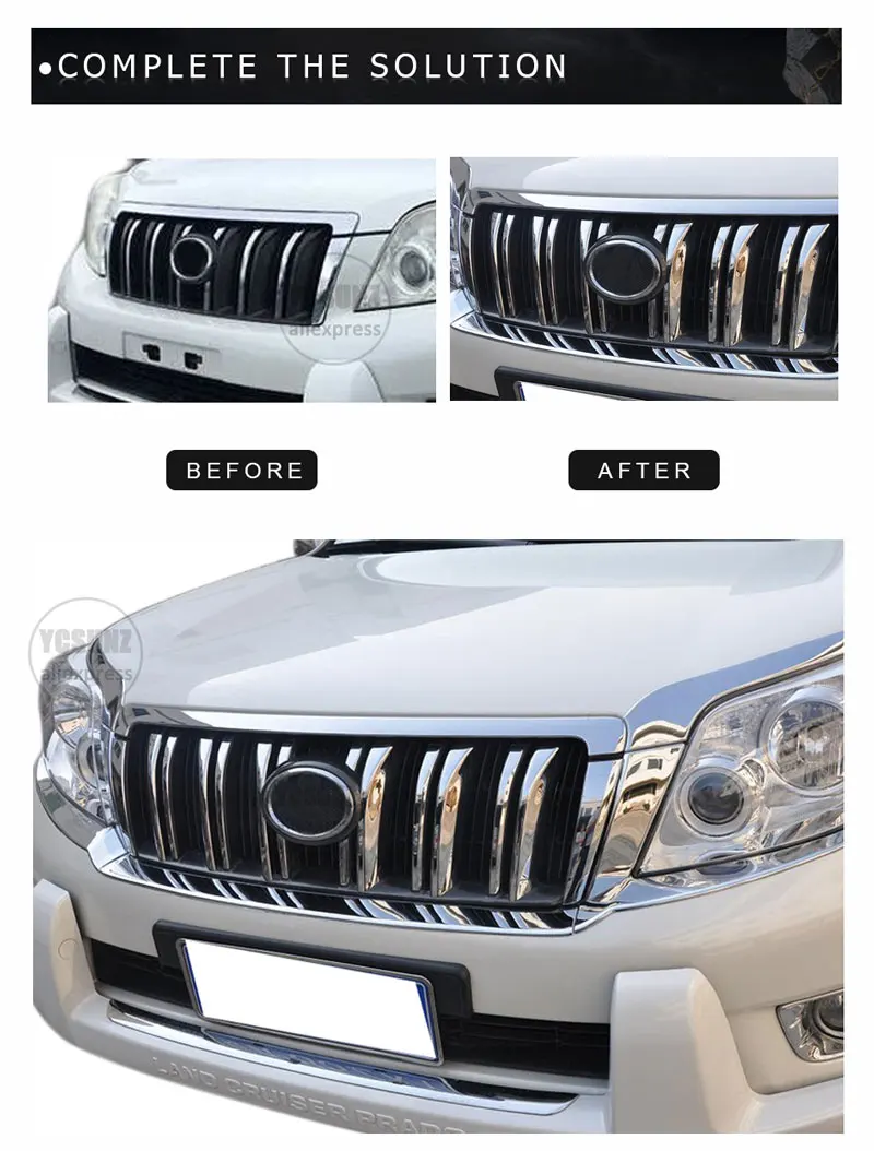2010-2013 передняя решетка крышки для Toyota Land cruiser Prado 150 2010 2013 Хром abs для toyota prado 150 2010 аксессуары YCSUNZ