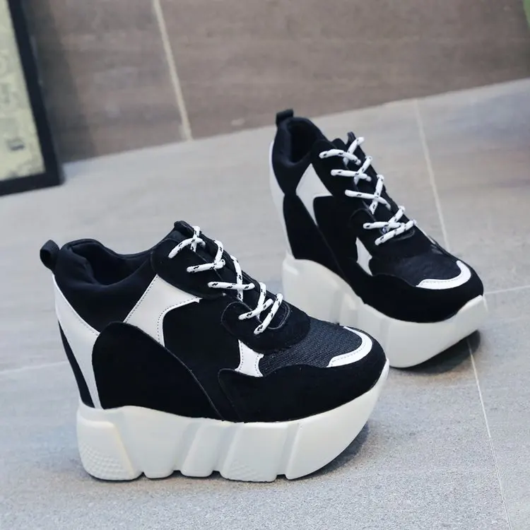 New Arrival 2018 Spring Autumn Fashion Casual Shoes Women High Platform 11cm thick Bottom Female Trainers | Обувь