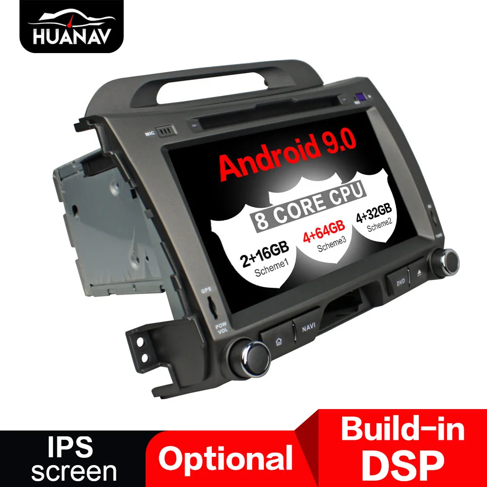 DSP Android 9 0 автомобильный dvd плеер для gps навигации Kia Sportage 2010 2014 авто радио