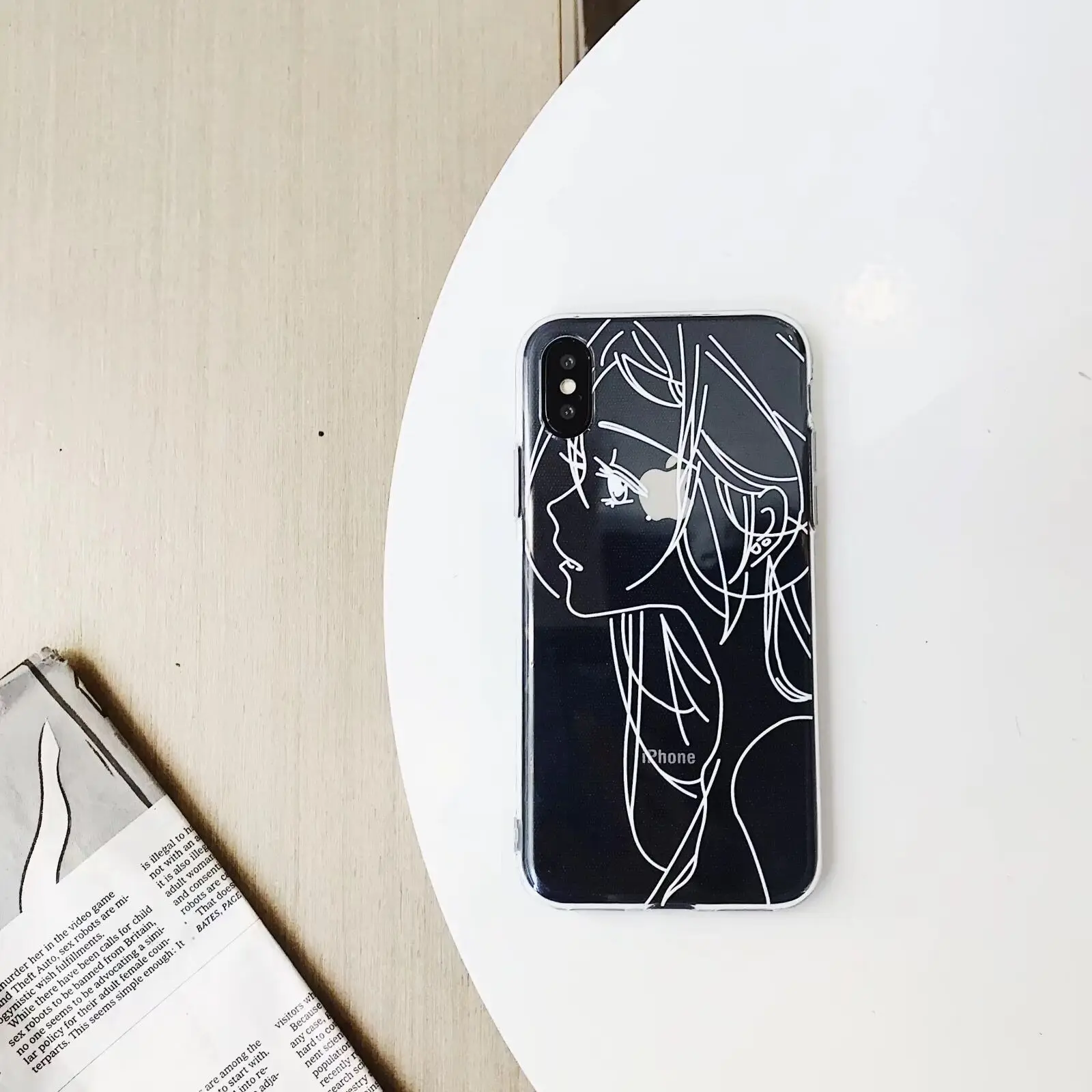 Модные Простые линии аниме девочка чехол для iPhone Xs 11 pro MAX Xr X 6 6s 7 8 plus задняя крышка