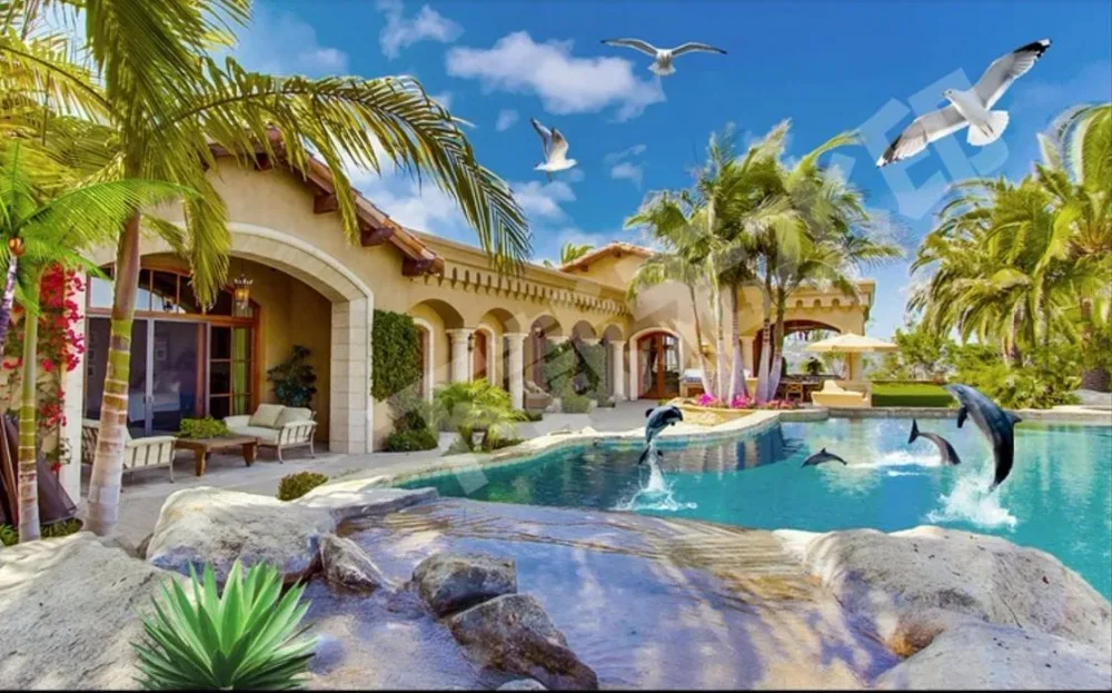 

wall paper home decor 3D soundproof wallpaper dolphin bedroom living room background wall 3d mural photo wallpaper
