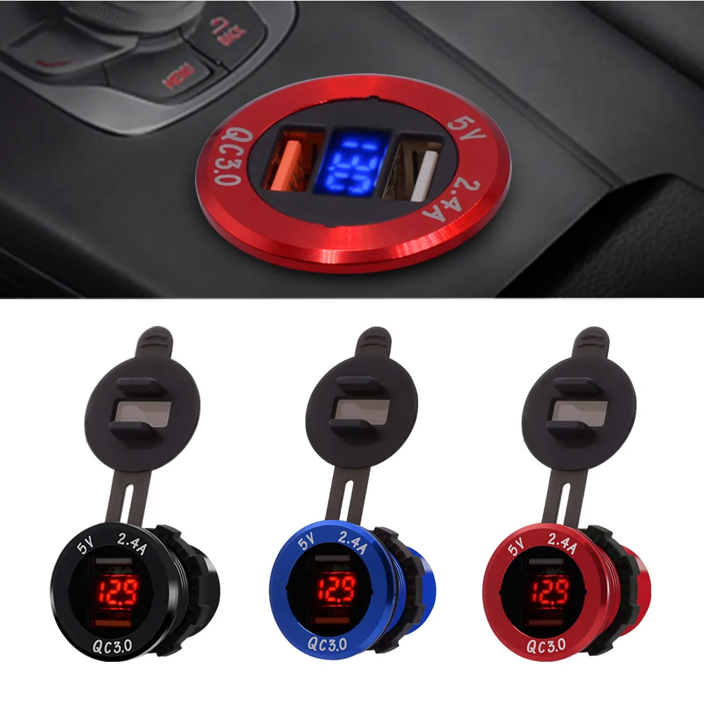 QC 3 0 адаптер питания автомобильное быстрое зарядное устройство светодиодный