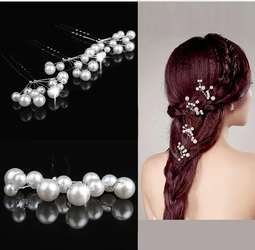 Fooderwerk Jewery Bridal Wedding Hair Forks Europe And America Wild Size Pearl U-shaped Hairpin Handmade Pin Accessories | Украшения и