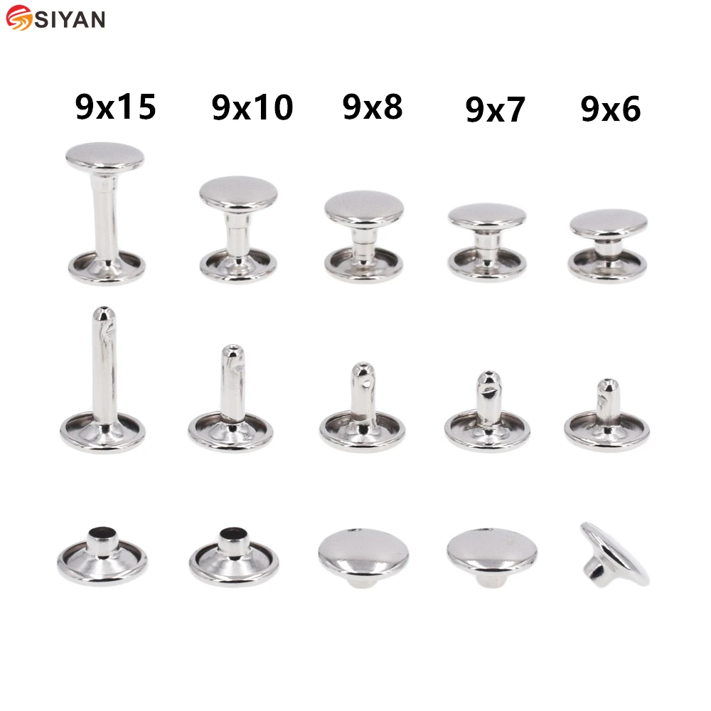 100pc 9mm Round Metal Rivets DIY Punk Style Leather Shoes Bag Bracelet Repair Studs 9x5 9x6 9x7 9x8 9x9 9x10 9x11 9x12 9x13 9x15