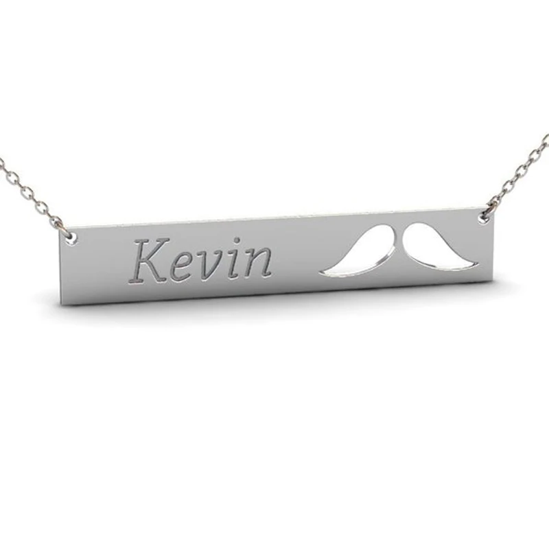 

Ufine Personalized name or words mustache fashion bar pendant Necklace cooper high quality pendant necklace N2117