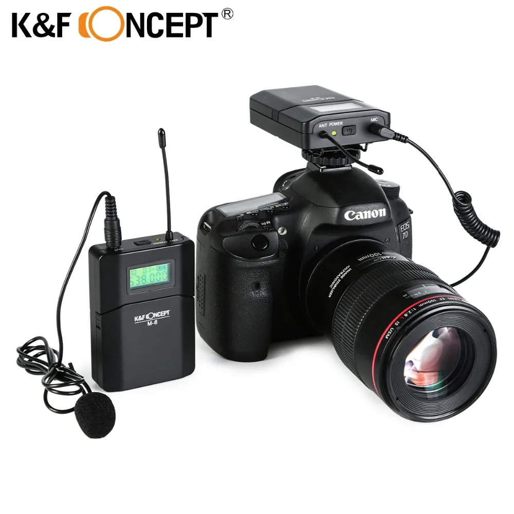 K & F CONCEPT 70M микрофон для камеры беспроводной петличный приемник + передатчик