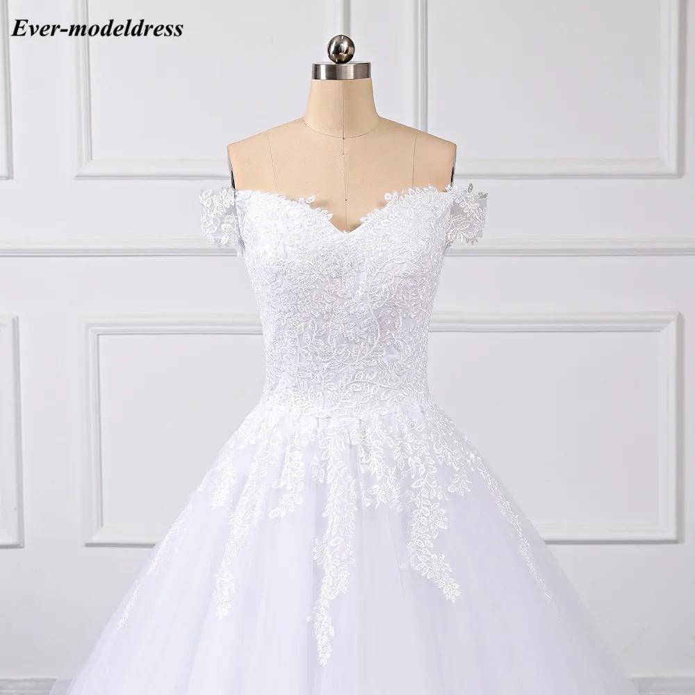 Vestido De Noiva, кружевное бальное платье, свадебное платье,, с открытыми плечами, милое, с открытой спиной, с аппликацией, Роскошные свадебные платья, Robe De Mariee