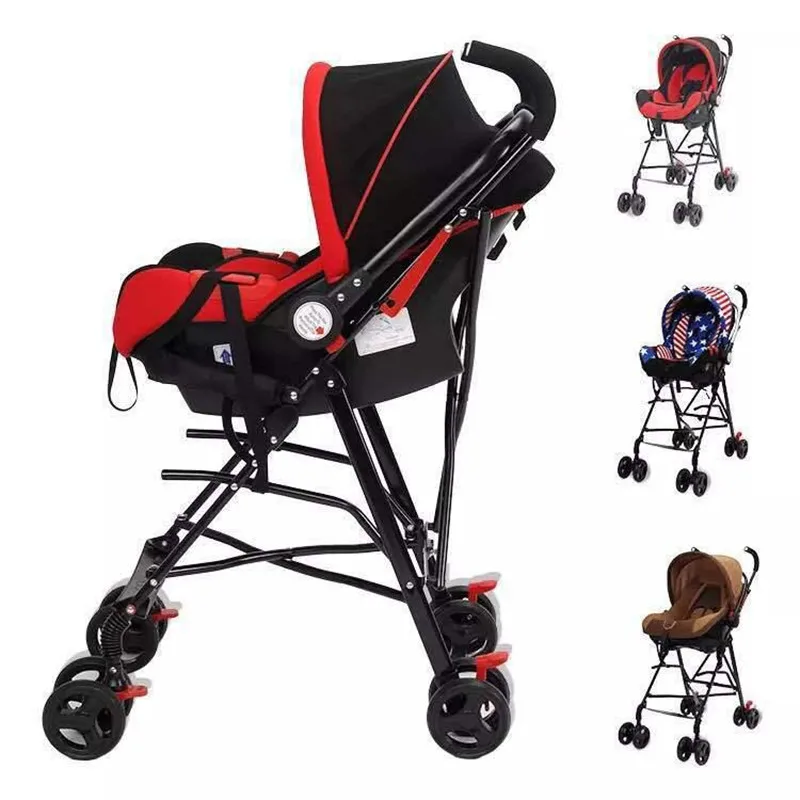 

Newborn Baby Car Seat Stroller Carts Light Folding Portable With Children's Car Safety Seat Basket Steel Highland Baby Car Frame