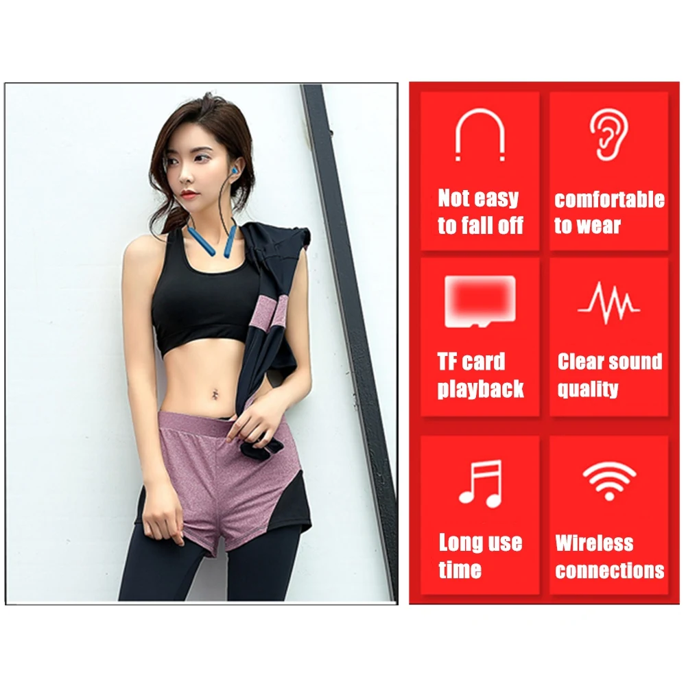 С TF картой памяти Bluetooth подголовник гарнитура Handfree Спортивная с микрофоном