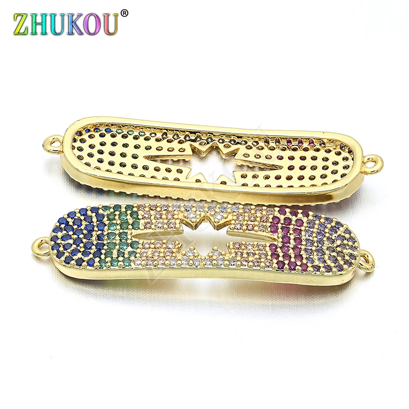 8*34mm Brass Cubic Zirconia Rectangle Rainbow Color Charms Connectors DIY Jewelry Bracelet Necklace Making Model: VS138 | Украшения и