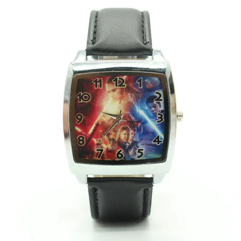 Модные часы Star Wars с кожаным ремешком популярные для мальчиков мужчин бесплатная