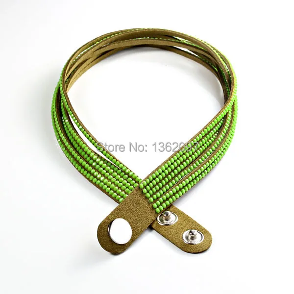 2 Wrap Fashionable Adjustable Button Crystal strass Leather Rhinestone cuff Authentique bracelet | Украшения и аксессуары