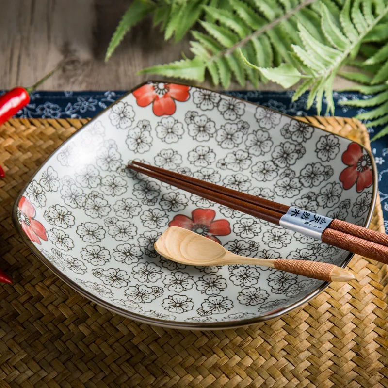 Кухонная утварь в японском стиле цветная керамическая плоская тарелка круглая