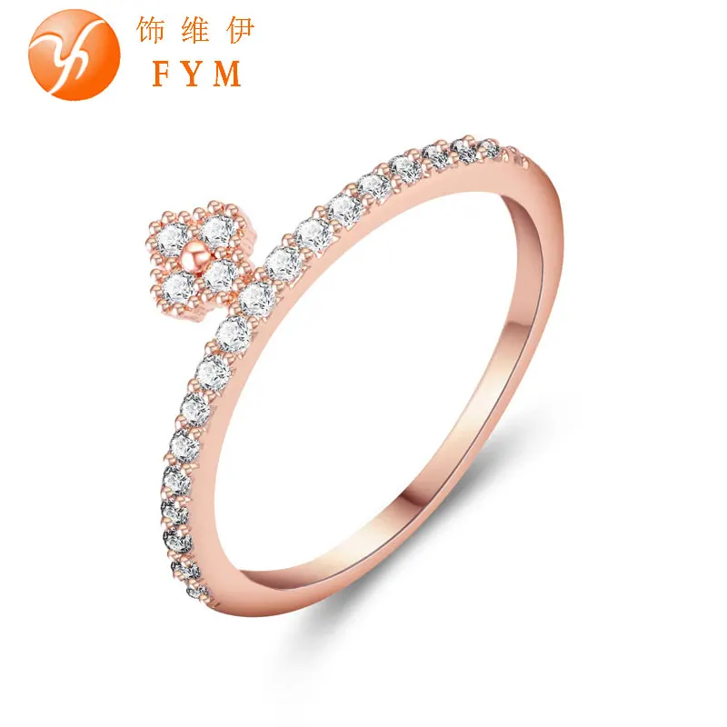 

Womens Plant Finger Rings Luxury Cubic Zirconia Stone Rose Gold Color Wedding Bands Jewelry for Women Bride Promise Ring