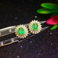 kjjeaxcmy fine jewelry 925 pure silver inlaid natural emerald female earrings elliptical micro droplets