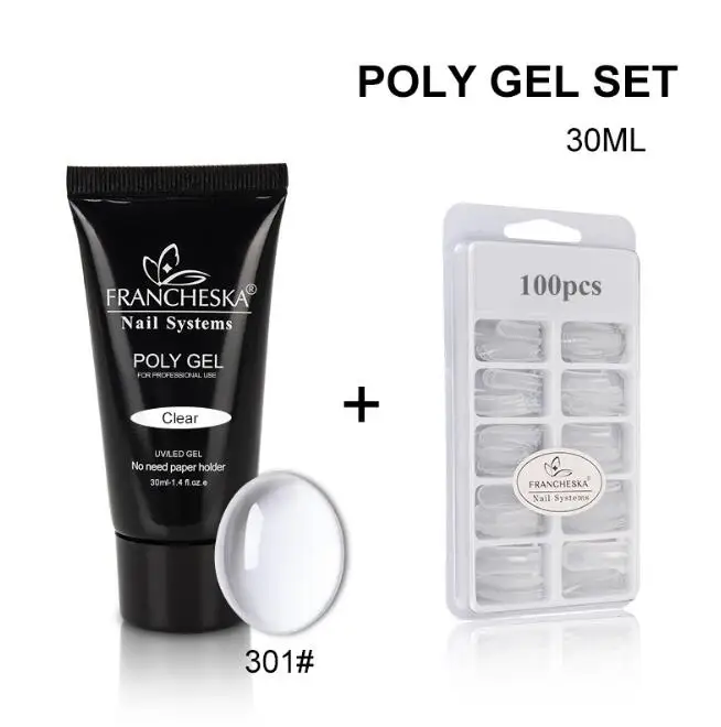301 set 2 шт./компл. поли набором гелевых УФ акриловый строитель Polygel, быстро сохнут, наращивание ногтей искусство инструмент с креплением на кератиновых пластинах формы с украшением в виде кристаллов УФ-гель ломтик - Цвет: 301 set