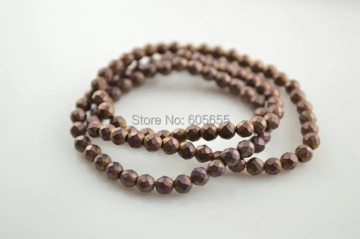 

4mm Faceted Brown Copper color Hematite Round Beads
