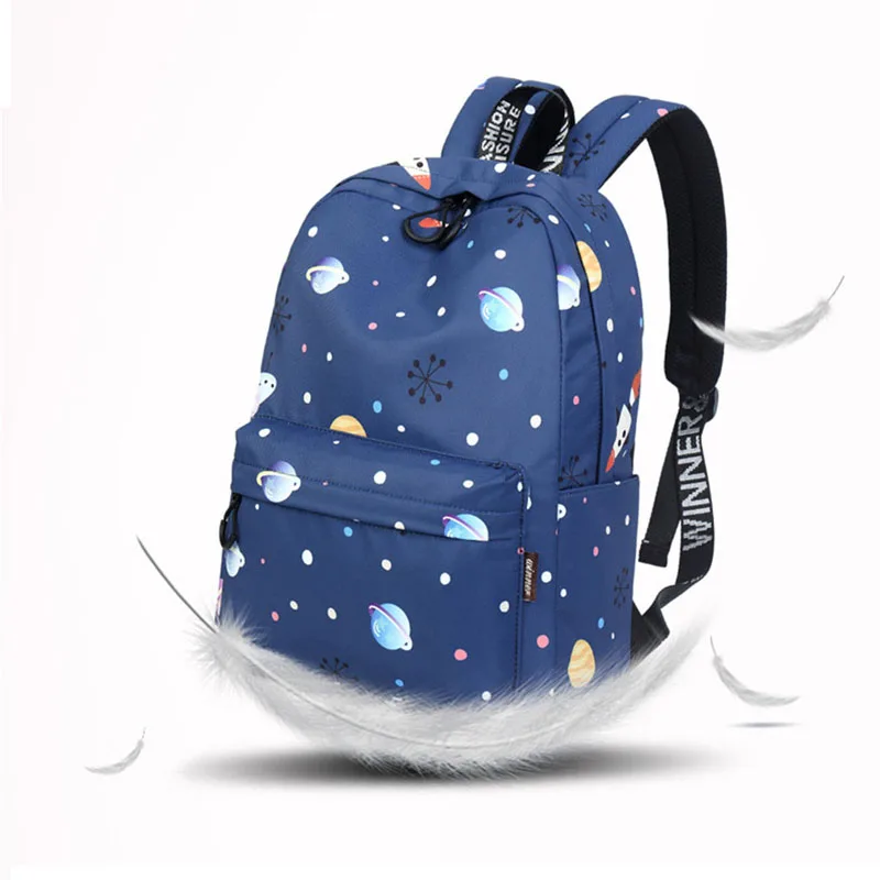 Coofit Синий Школьный рюкзак для девочек-подростков Mochila Fashion Planet Kawaii снежинки с принтом женские рюкзаки