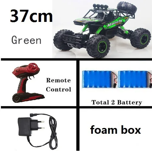 37cm green 2 battery 4WD электрический автомобиль RC автомобиль Bigfoot автомобиль 1/12 Багги 2,4G Радиоуправляемый автомобиль двойной мотор Высокоскоростной грузовик внедорожник игрушки подарок - Цвет: 37cm green 2 battery