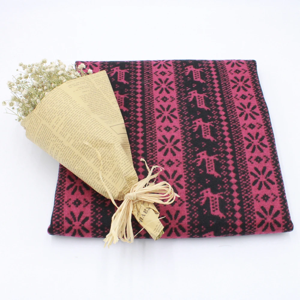 YLZZ Three Colors Christmas Deer Pattern Winter Plaid Sweater Scarf DIY Woollen Fabric Coat Wool 150cmX50cm | Дом и сад