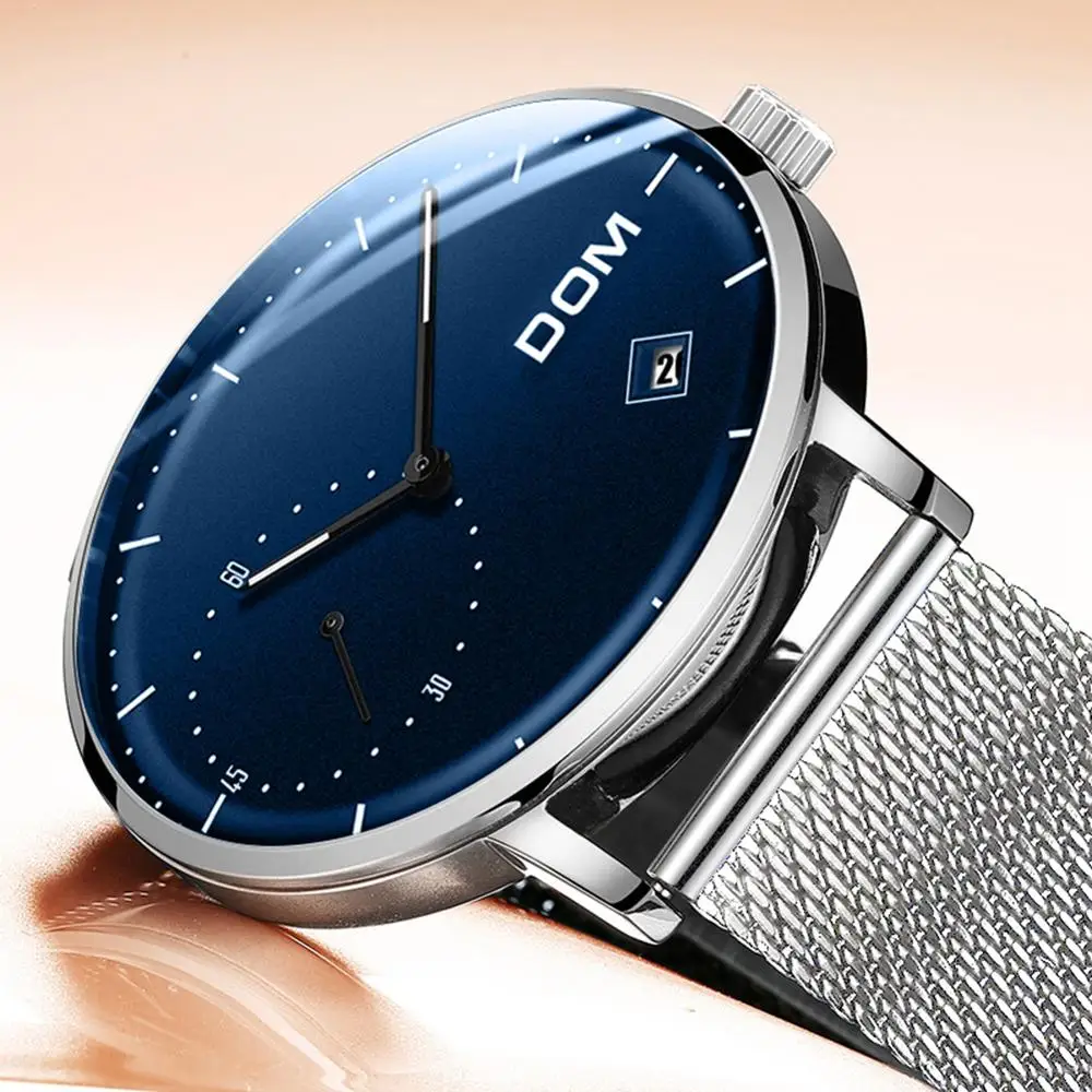 Мужские наручные часы reloj hombre водонепроницаемые с сетчатым ремешком
