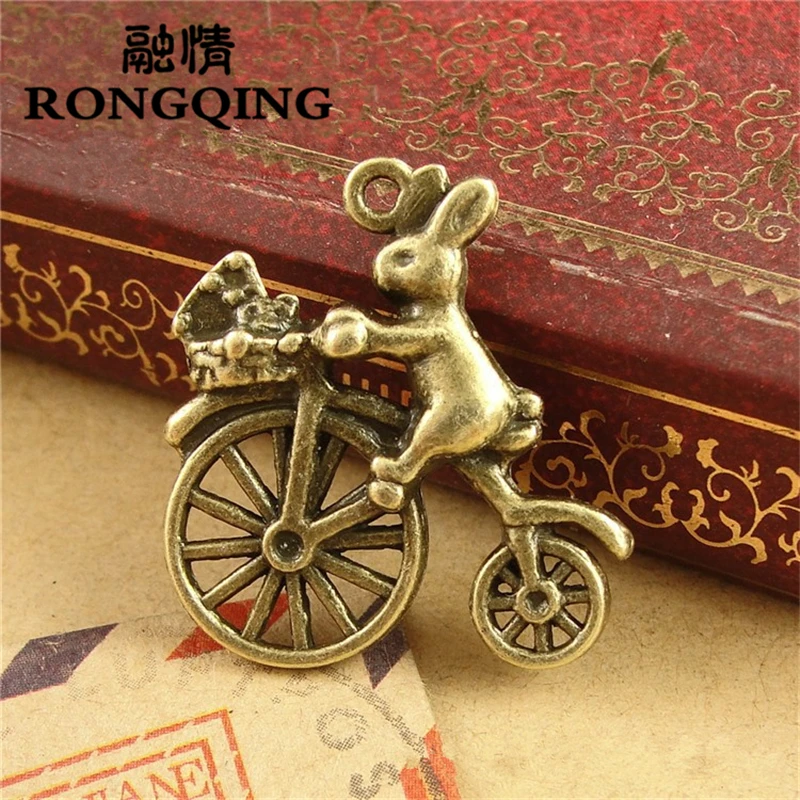 RONGQING 50 шт 22*23 мм кролик ездить Подвески велосипеды кулон крошечные уникальные