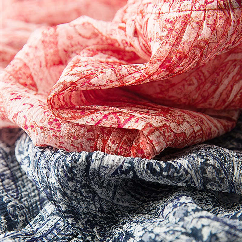 Женская блузка из 100% шелка с принтом пейсли плиссированный пуловер круглым