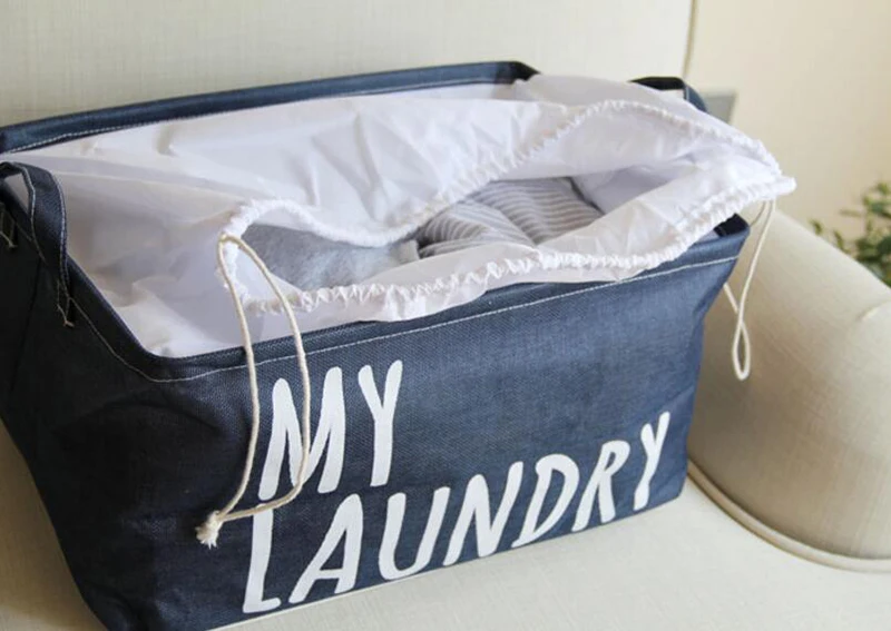 Белая синяя Водонепроницаемая корзина для белья коробка с кулиской Hanlde складной