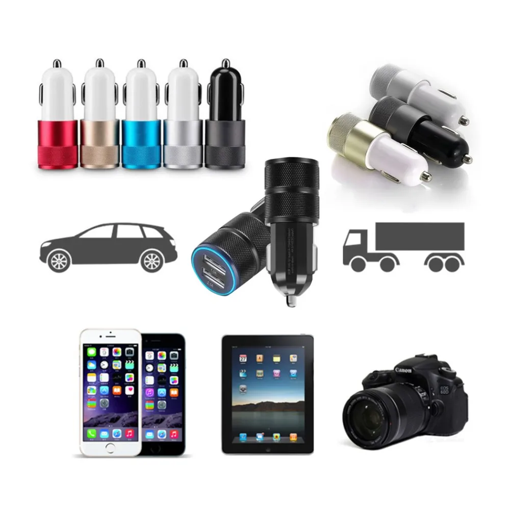 500 шт. автомобильное зарядное устройство с двумя USB-портами 12 В/1 ~ 2 А | Мобильные
