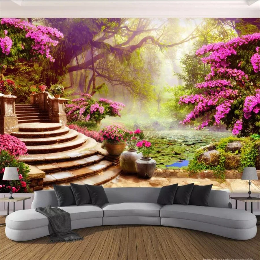 Wellyu пользовательские большие обои papel де parede 3D фото фрески сад деревья пейзаж 3d