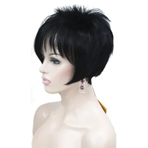 StrongBeauty, женские парики, асимметричная наклонная челка, короткие прямые волосы, натуральный синтетический полноразмерный парик, 4 цвета