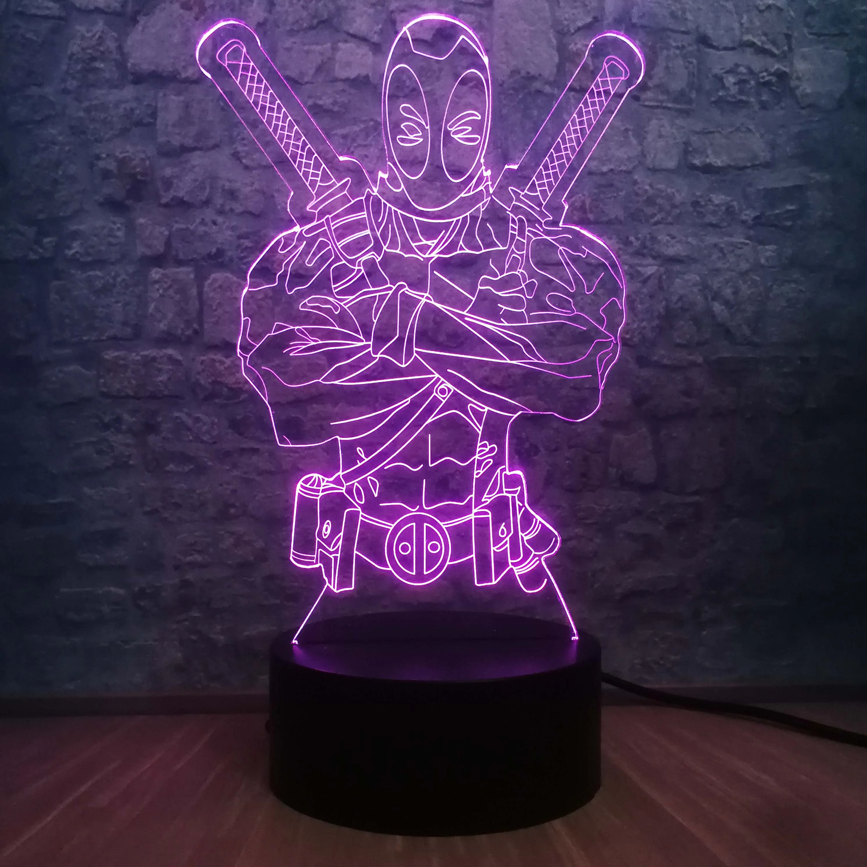 3D светодиодный ночной Светильник Marvel Deadpool Cool Hero RGB Lampara Lava многоцветная