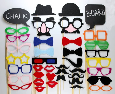 DIY Set Of 40 Party Pack Wedding Photo Booth Props Game Decorations Supplies Masks Glasses Mustache | Дом и сад