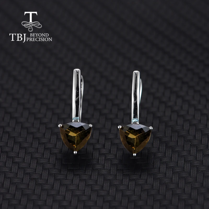 Треугольные серьги из натурального турмалина TBJ 7,0 мм, украшение из серебра 925 простого дизайна для девушки, подарок на День Святого Валентина.