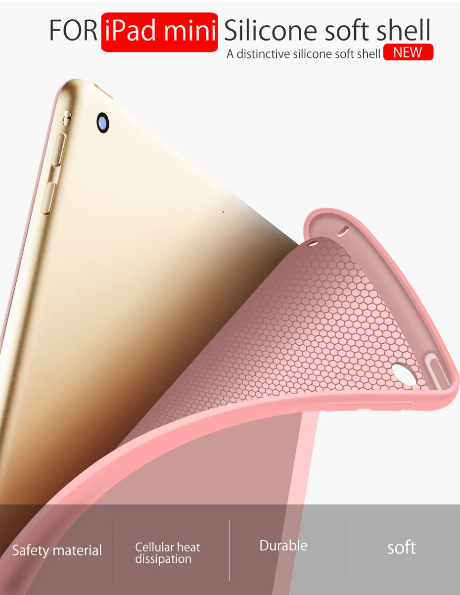 Чехол для iPad Mini 4 7," с магнитной подставкой из искусственной кожи, силиконовый мягкий чехол-накладка из ТПУ для iPad Mini 1 Mini 2 Mini 3, умный чехол