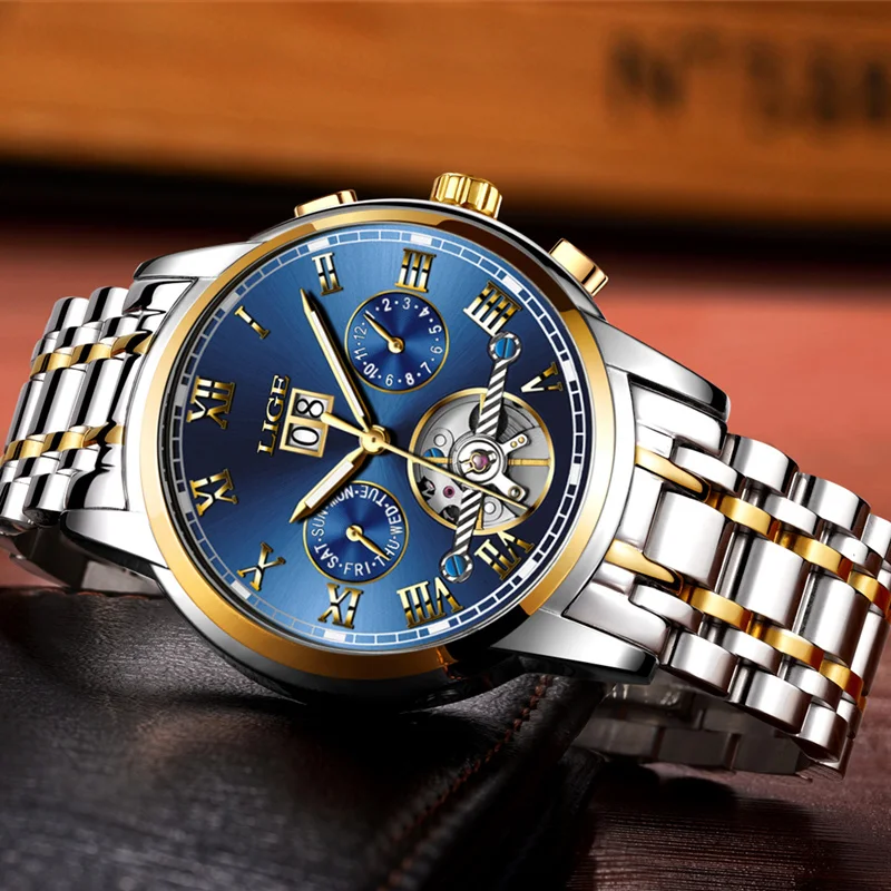 

LIGE Mens Watches Top Brand Luxury Automatic Watch Men Full steel Wrist watch Man Fashion Casual Waterproof Clock relojes hombre