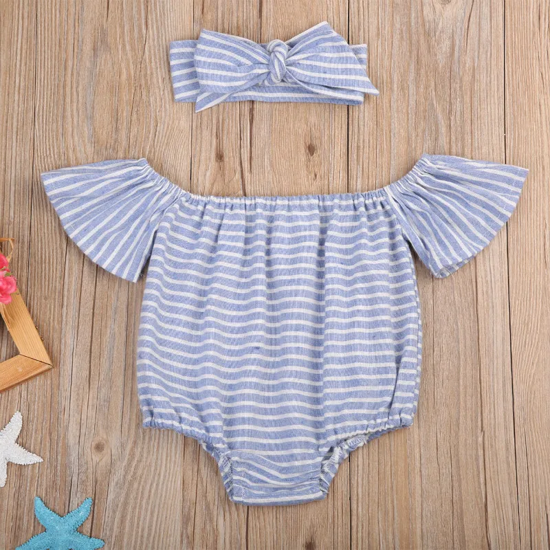Pudcoco/боди в полоску для новорожденных девочек комбинезон с рукавами-крылышками