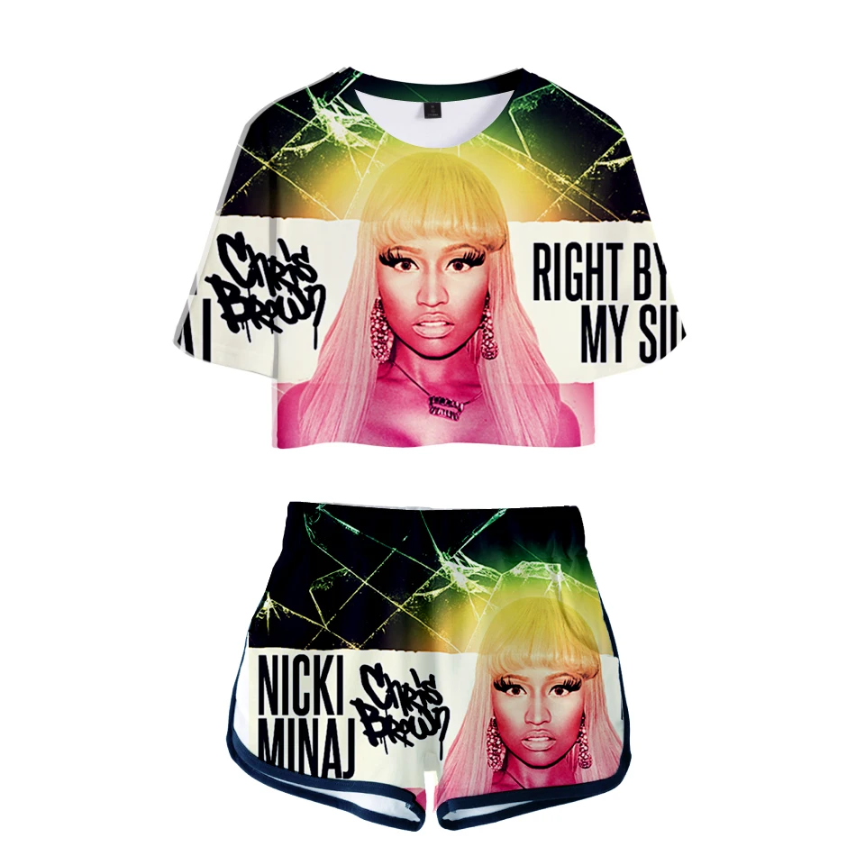 Женские мягкие шорты и футболки Nicki Minaj модные комплекты из двух предметов крутой