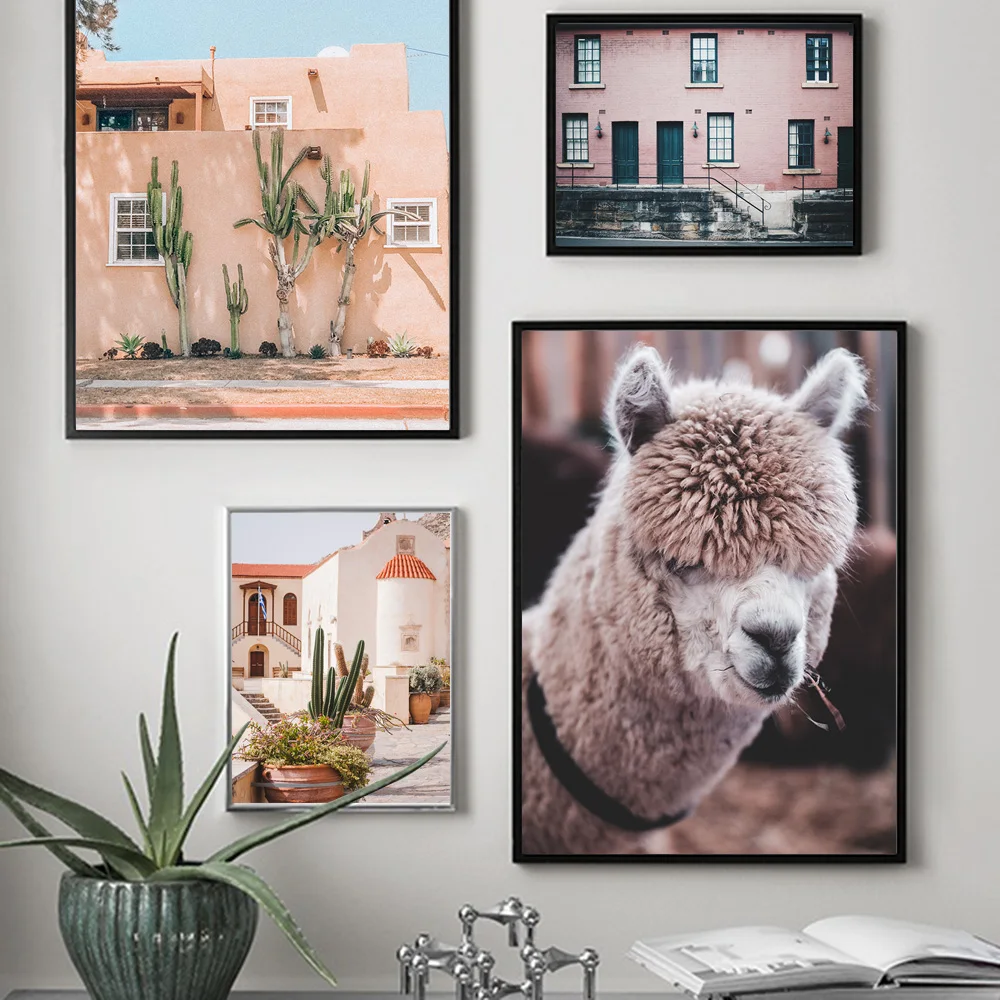 

Постеры и принты «домик-альпака», настенные картины на холсте в скандинавском стиле, декор для гостиной