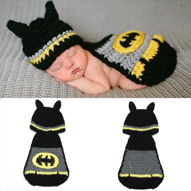 newborn baby photo props handmade costume cotton yarn clothes infant hat cloak mask Hot Sale Crochet boys girls outfit | Детская одежда