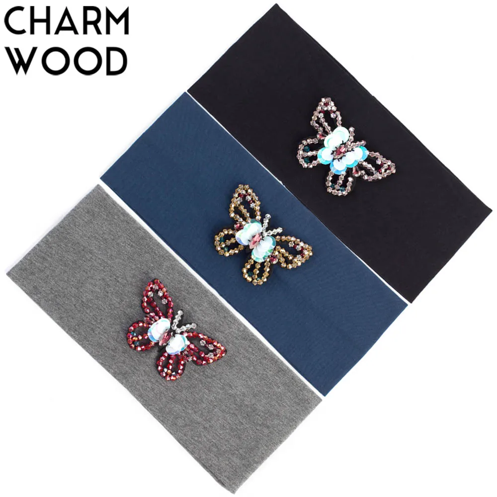 Женская повязка на голову с бабочками летние модные хлопковые повязки цветком и