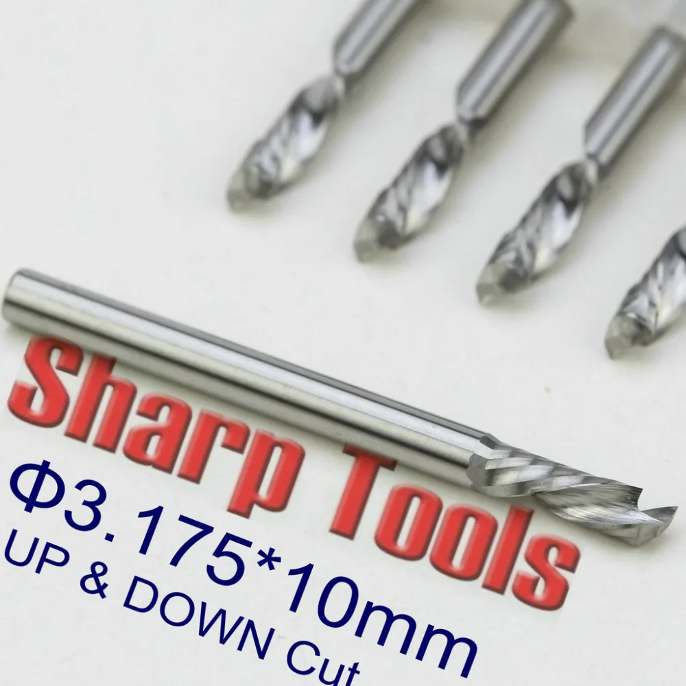 

Up Down Cut- 3.175x10mm One Flute Solid Carbide Compression Milling Cutter Set, CNC Acrylic Spiral Bits Router Woodworking Tools